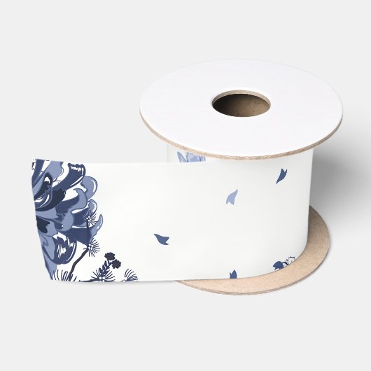 Ruban En Satin Fleurs bleues (Bobine)