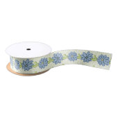 Ruban En Satin Fleurs Bleues Élégantes Floral Printanier (Bobine)