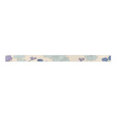 Ruban En Satin Fleurs Bleues, Fleurs Violettes, Motif Floral (Devant)