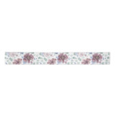 Ruban En Satin Fleurs bleues mauves et poussiéreuses Botaniques (Devant)