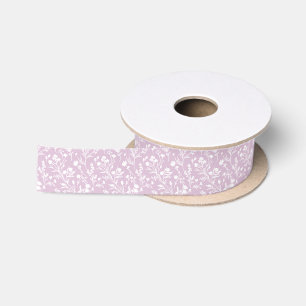 Ruban En Satin Fleurs Bruissantes Neutres - Lilas Chaud