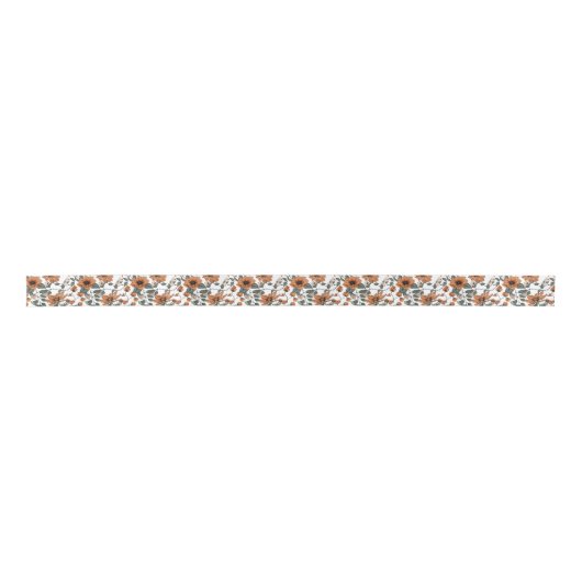 Ruban En Satin Fleurs brun clair sans couture motif (Devant)