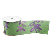 Ruban En Satin Fleurs colorées vert et violet (Bobine)