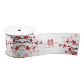 Ruban En Satin Fleurs de cerisier rouge et Mariage chinois double (Bobine)