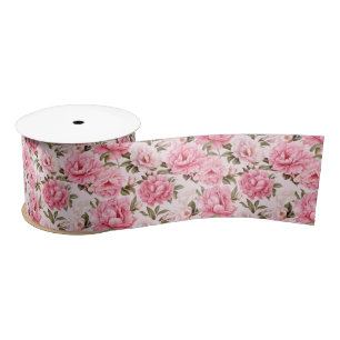 Ruban En Satin Fleurs de fleurs rose pâle