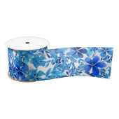 Ruban En Satin Fleurs de jardin Royal Blue et Turquoise (Bobine)