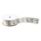 Ruban En Satin Fleurs de Magnolia en fleurs sur le bronzage clair (Bobine)