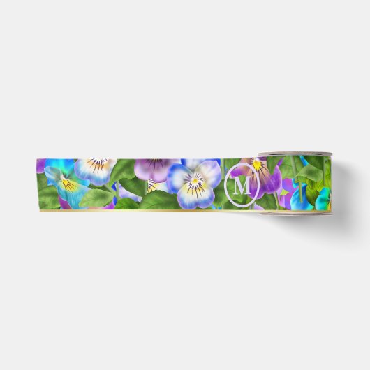 Ruban En Satin Fleurs de Pensée Violette de Naissance en Monogram (Devant)
