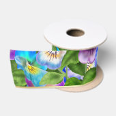 Ruban En Satin Fleurs de Pensée Violette de Naissance en Monogram (Bobine)