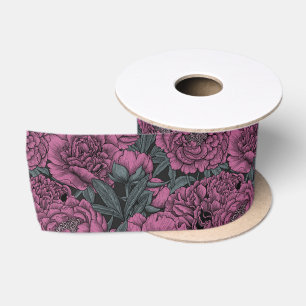 Ruban En Satin Fleurs de pivoines violettes