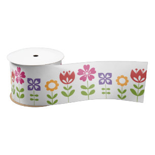 Ruban En Satin Fleurs de printemps colorées modernes