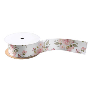 Ruban En Satin Fleurs de rose rose aquarelle motif floral