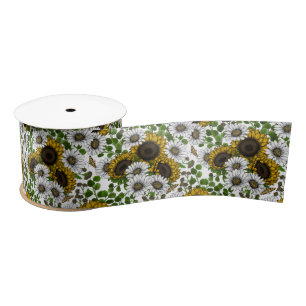 Ruban En Satin Fleurs de soleil et marguerites, jardin d'été 3