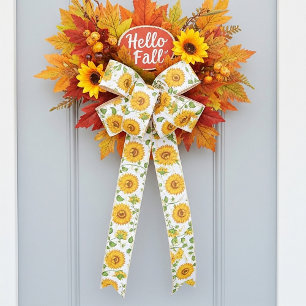 Ruban En Satin Fleurs de soleil et ruban satiné textuel