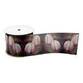 Ruban En Satin Fleurs De Tulipes Roses Avec Arroses (Bobine)