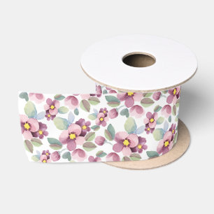 Ruban En Satin Fleurs d'été. Aquarelle