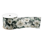 Ruban En Satin Fleurs d'Ivoire Élégantes (Bobine)