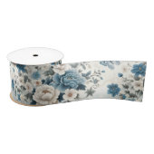 Ruban En Satin Fleurs et papillons Chinoiserie (Bobine)