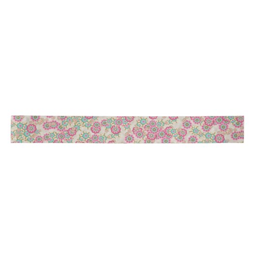 Ruban En Satin Fleurs japonaises Abstraites uniques Motif d'art (Devant)