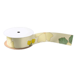 Ruban En Satin Fleurs Jaunes, Motif Floral, Motif De Fleurs