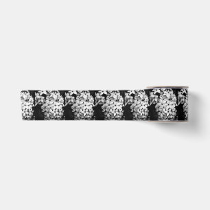 Ruban En Satin fleurs noir et blanc