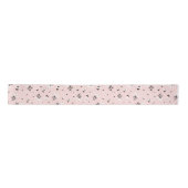Ruban En Satin Fleurs Noires Blanches Sur Rose (Devant)