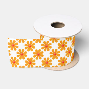 Ruban En Satin Fleurs orangées printanières