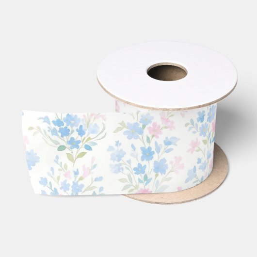 Ruban En Satin Fleurs pastel (Bobine)