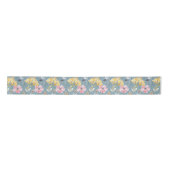 Ruban En Satin Fleurs printanières en Mariage rose jaune vert (Devant)