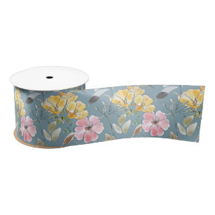 Ruban En Satin Fleurs printanières en Mariage rose jaune vert