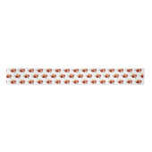 Ruban En Satin Fleurs rouges et Motif vert (Devant)