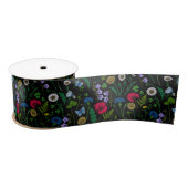 Ruban En Satin Fleurs sauvages en noir (Bobine)