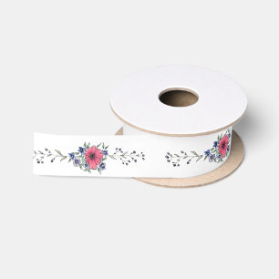 Ruban En Satin Fleurs sauvages et pavot