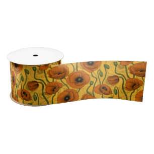 Ruban En Satin Fleurs sauvages sur le ruban de satin blanc