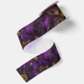 Ruban En Satin Fleurs violettes et dorées (Dos)