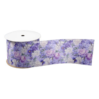 Ruban En Satin Fleurs violettes romantiques
