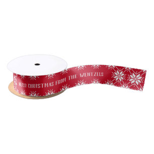 Ruban En Satin Flocon de neige blanc et rouge Joyeux Noël personn