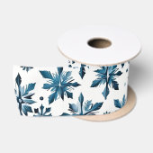 Ruban En Satin Flocon de neige bleu épicé (Bobine)