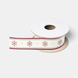 Ruban En Satin Flocon de Noël Rouge et Vert Élégant