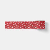 Ruban En Satin Flocons blancs sur fond rouge (Devant)