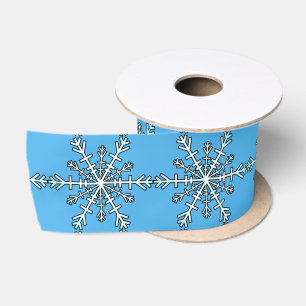 Ruban En Satin Flocons de neige argentés blancs Beau ciel Fond bl