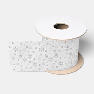 Ruban En Satin Flocons de neige argentés minimalistes
