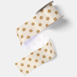Ruban En Satin Flocons de neige dorés élégants de Noël