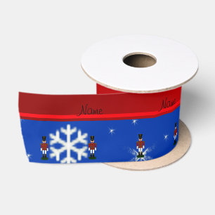 Ruban En Satin Flocons de neige nommés personnalisés de bleu de