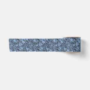 Ruban En Satin Floral, bleu, motif de tigre