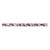 Ruban En Satin Floral Cherry Blossoms Pink Black (Devant)