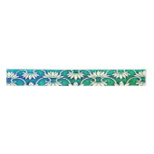 Ruban En Satin Floral chinois en bleu-vert (Devant)