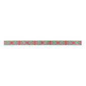 Ruban En Satin Floral rouge et turquoise (Devant)
