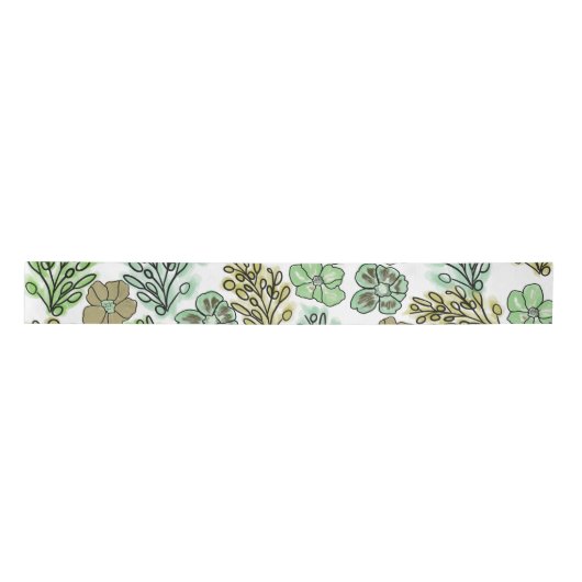 Ruban En Satin Floral Valencia Vert Beige (Devant)
