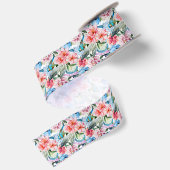 Ruban En Satin Flore Fleurs de feuillage Vert Bleu (Dos)